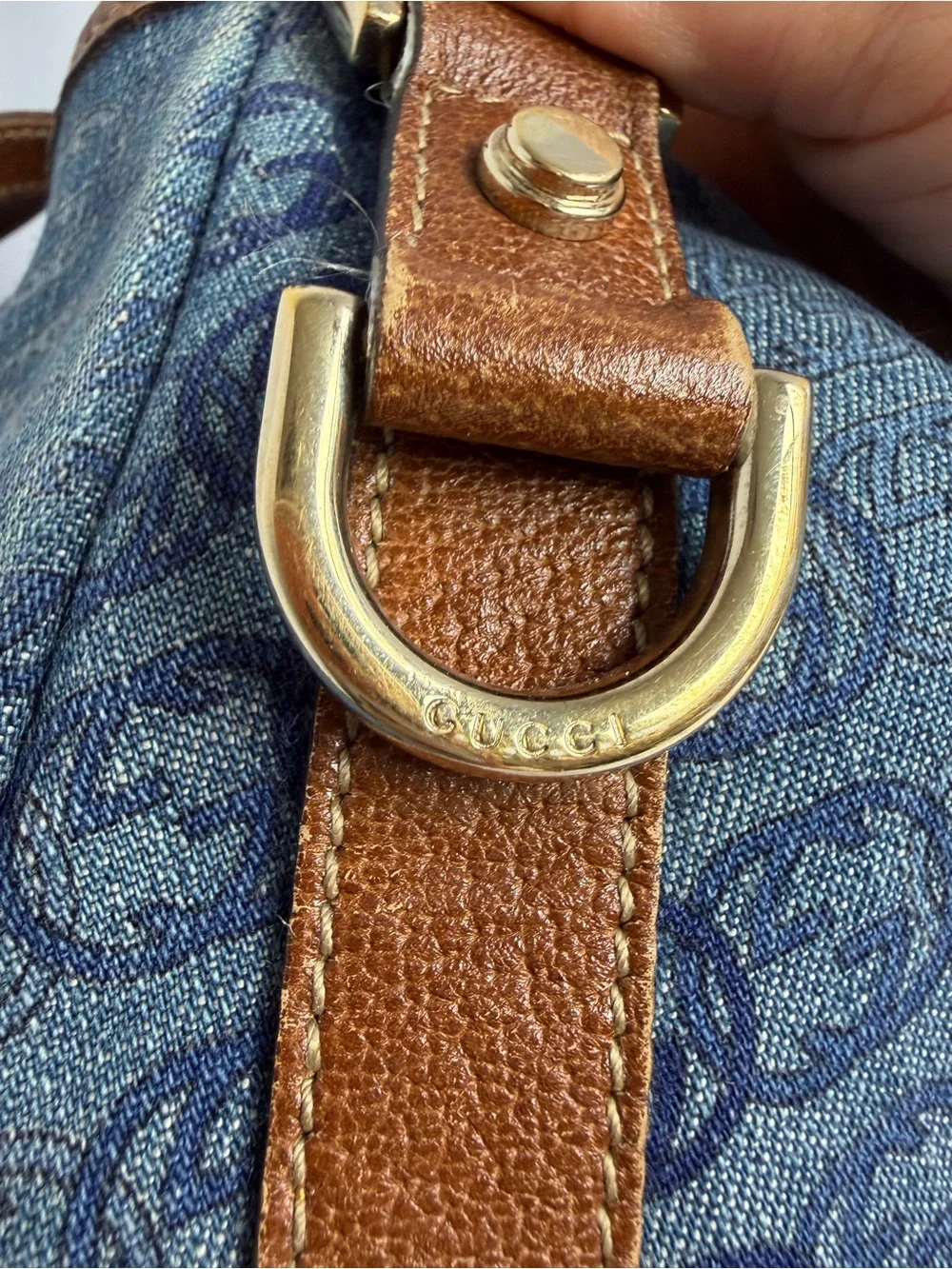 Gucci GG Monogram Denim Abbey Hobo Bag